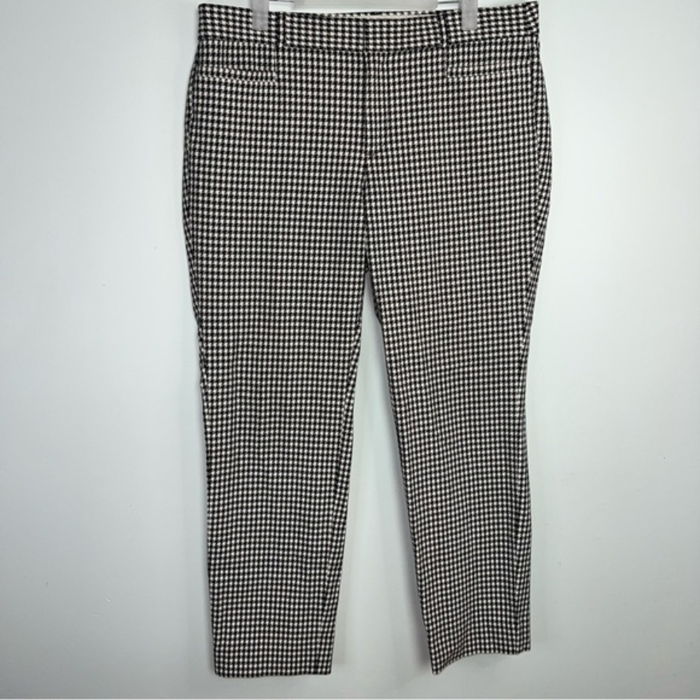 Banana Republic Sloan Houndstooth Ankle Pants Size 10 Workwear Chic Black White - Picture 1 of 16